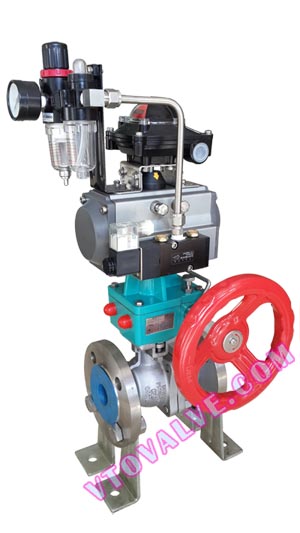Pneumatic Ball Valves with Manual Override, Air-Operated Ball Valves, D6S41F-16P