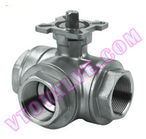 3-way Threaded Ball Valves with Direct Mounting