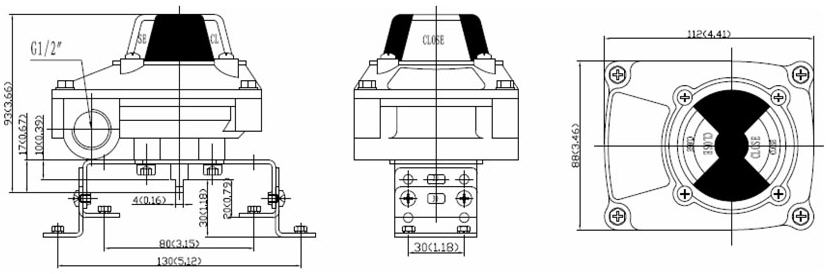 Drawing and Dimension of ALS200PP22 Limit Switch Box, ALS200PP22 Series Valve Monitor