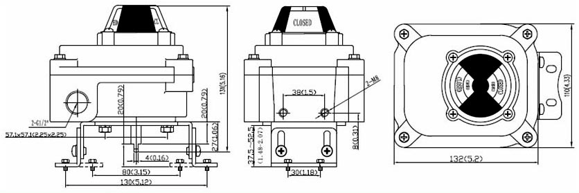 Drawing Dimension of ALS300PA23 Series Limit Switch Box