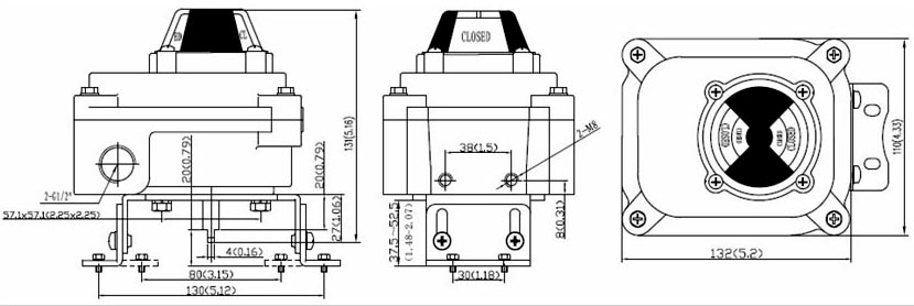 Drawing Dimension of ALS300PA23F Series Limit Switch Box