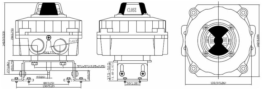 Drawing Dimension of ALS400M4 Series Limit Switch Box