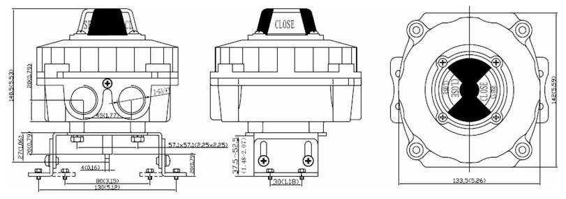 Drawing Dimension of ALS400PA23 Series Limit Switch Box