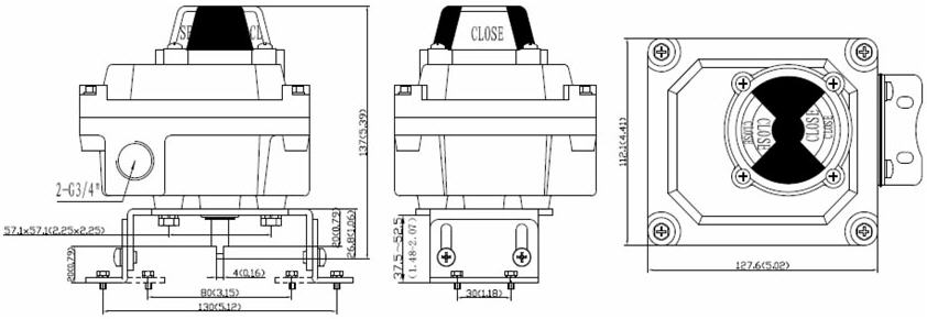 Drawing and Dimension of ALS500M2 Limit Switch Box, ALS500M2 Series Valve Monitor