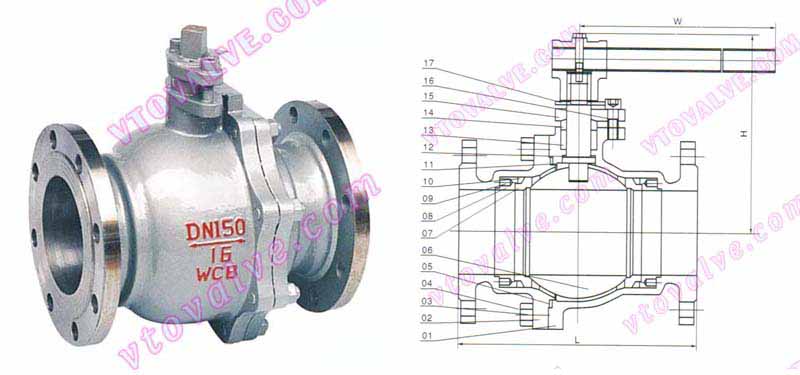 Drawing for 2PC Soft Seal Float Ball Valves of GB Standard