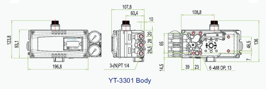 Drawing of YTC YT-3301 Positioner